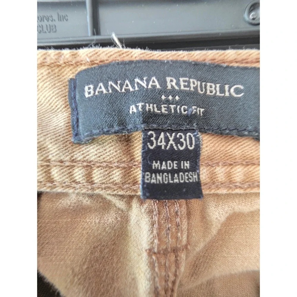 Banana Republic Athletic Fit Chino Pants Mens 34x30 Tan Khaki Cotton Casual 0370